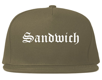 Sandwich Illinois IL Old English Mens Snapback Hat Grey