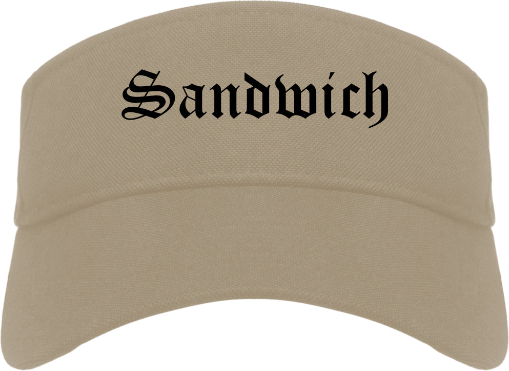 Sandwich Illinois IL Old English Mens Visor Cap Hat Khaki