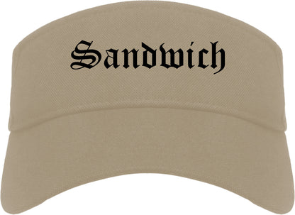 Sandwich Illinois IL Old English Mens Visor Cap Hat Khaki