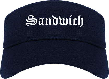 Sandwich Illinois IL Old English Mens Visor Cap Hat Navy Blue
