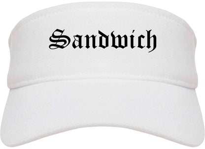 Sandwich Illinois IL Old English Mens Visor Cap Hat White