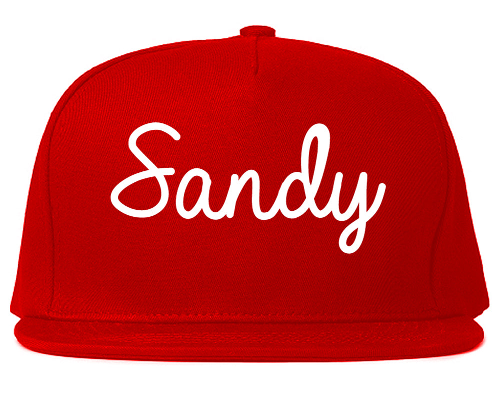 Sandy Oregon OR Script Mens Snapback Hat Red