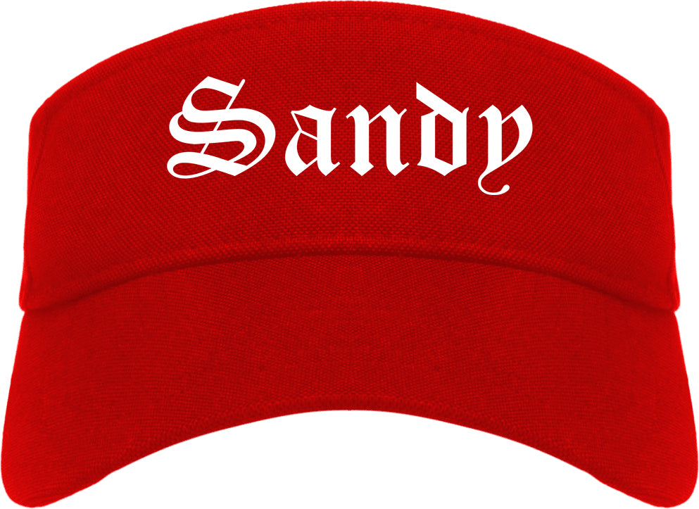 Sandy Oregon OR Old English Mens Visor Cap Hat Red