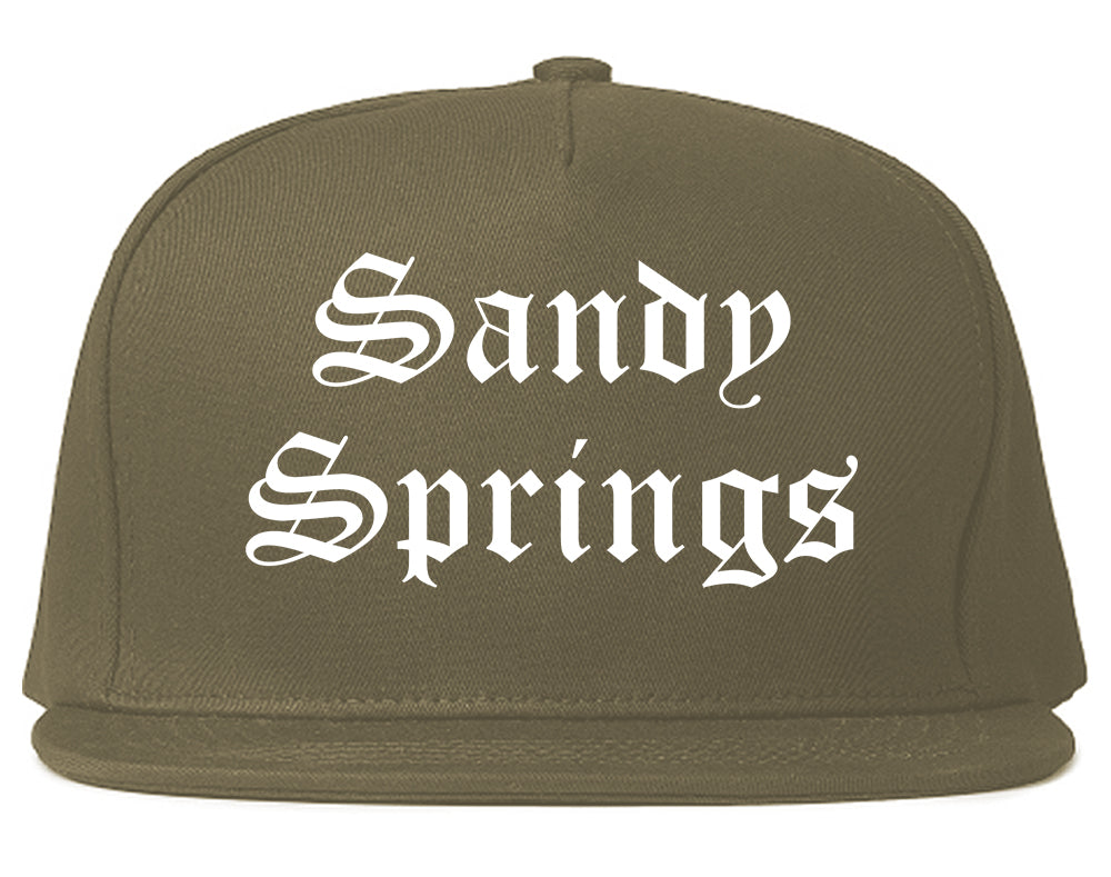 Sandy Springs Georgia GA Old English Mens Snapback Hat Grey