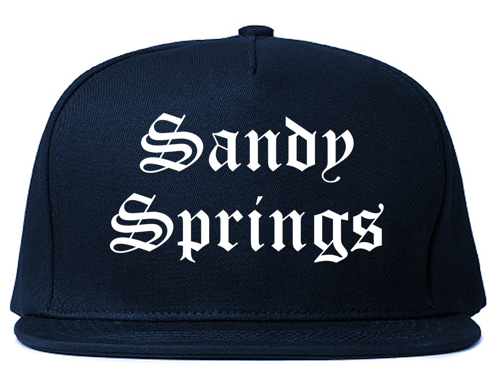 Sandy Springs Georgia GA Old English Mens Snapback Hat Navy Blue