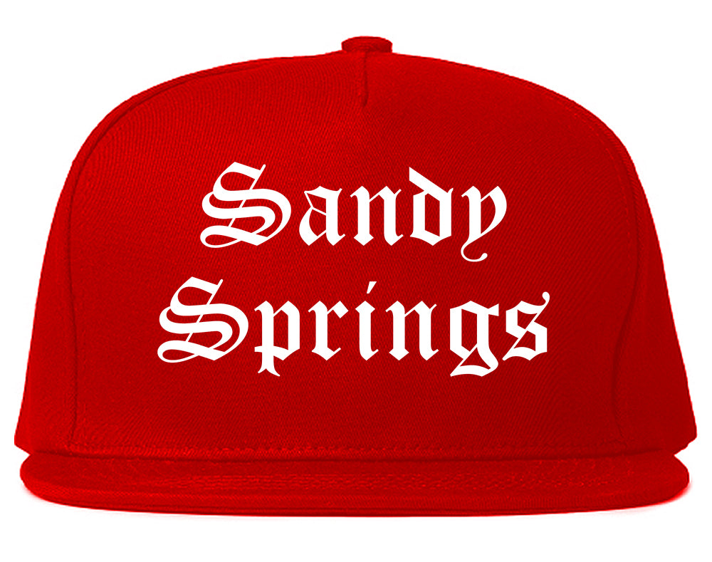 Sandy Springs Georgia GA Old English Mens Snapback Hat Red