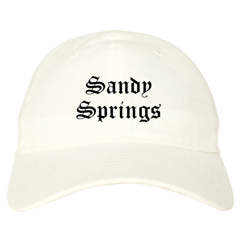 Sandy Springs Georgia GA Old English Mens Dad Hat Baseball Cap White