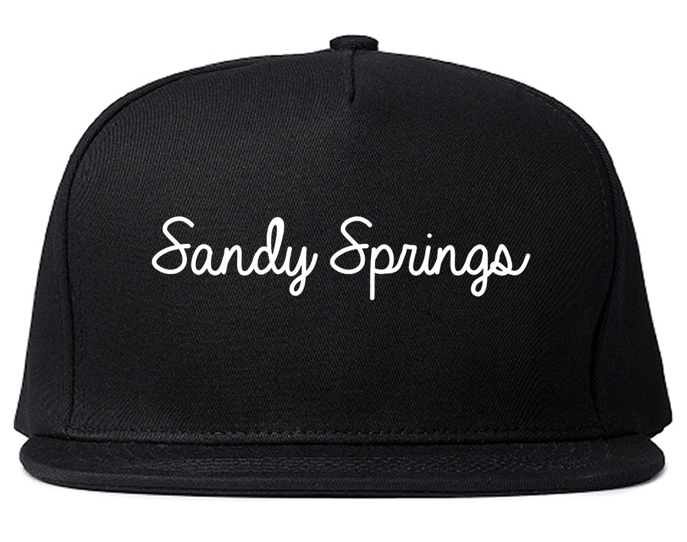 Sandy Springs Georgia GA Script Mens Snapback Hat Black