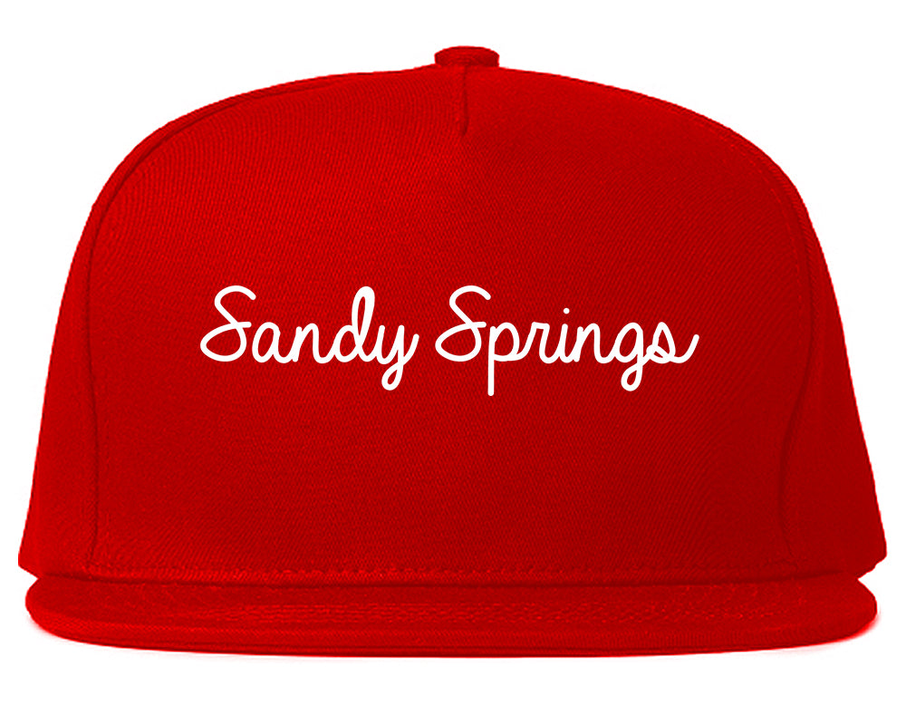 Sandy Springs Georgia GA Script Mens Snapback Hat Red
