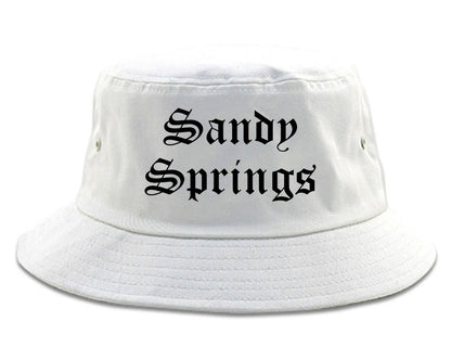 Sandy Springs Georgia GA Old English Mens Bucket Hat White