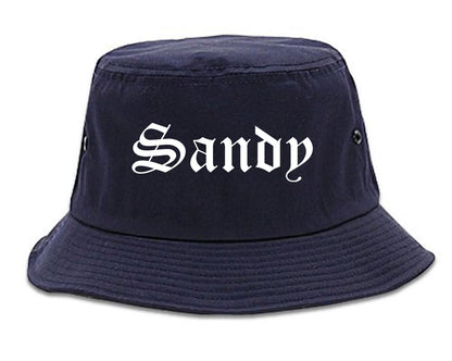 Sandy Utah UT Old English Mens Bucket Hat Navy Blue