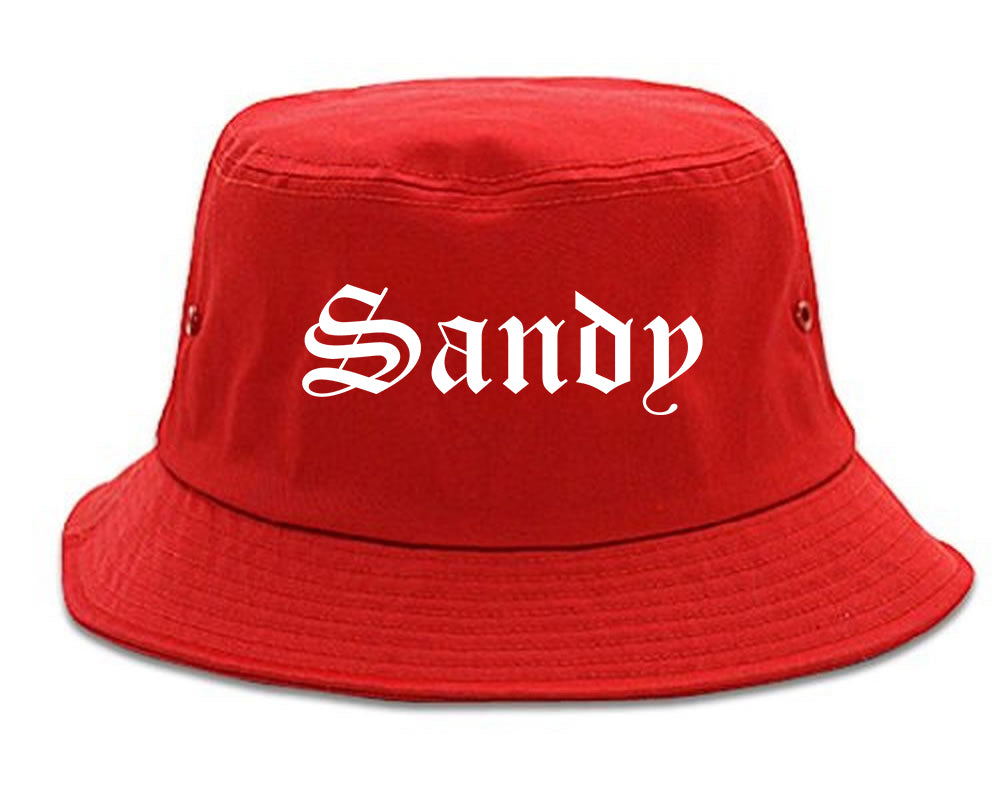 Sandy Utah UT Old English Mens Bucket Hat Red