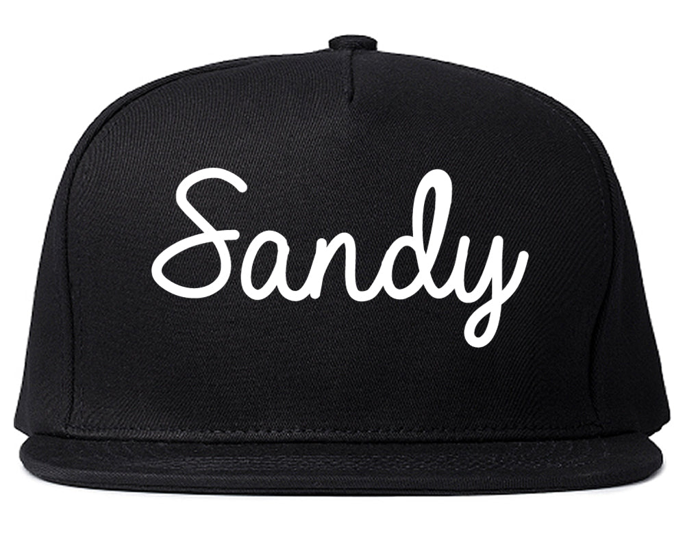 Sandy Utah UT Script Mens Snapback Hat Black