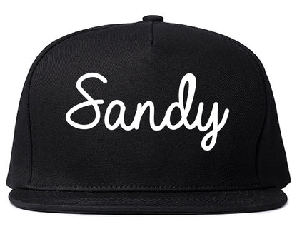 Sandy Utah UT Script Mens Snapback Hat Black