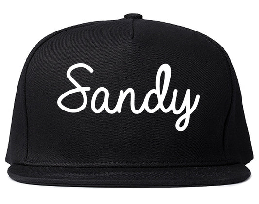 Sandy Utah UT Script Mens Snapback Hat Black