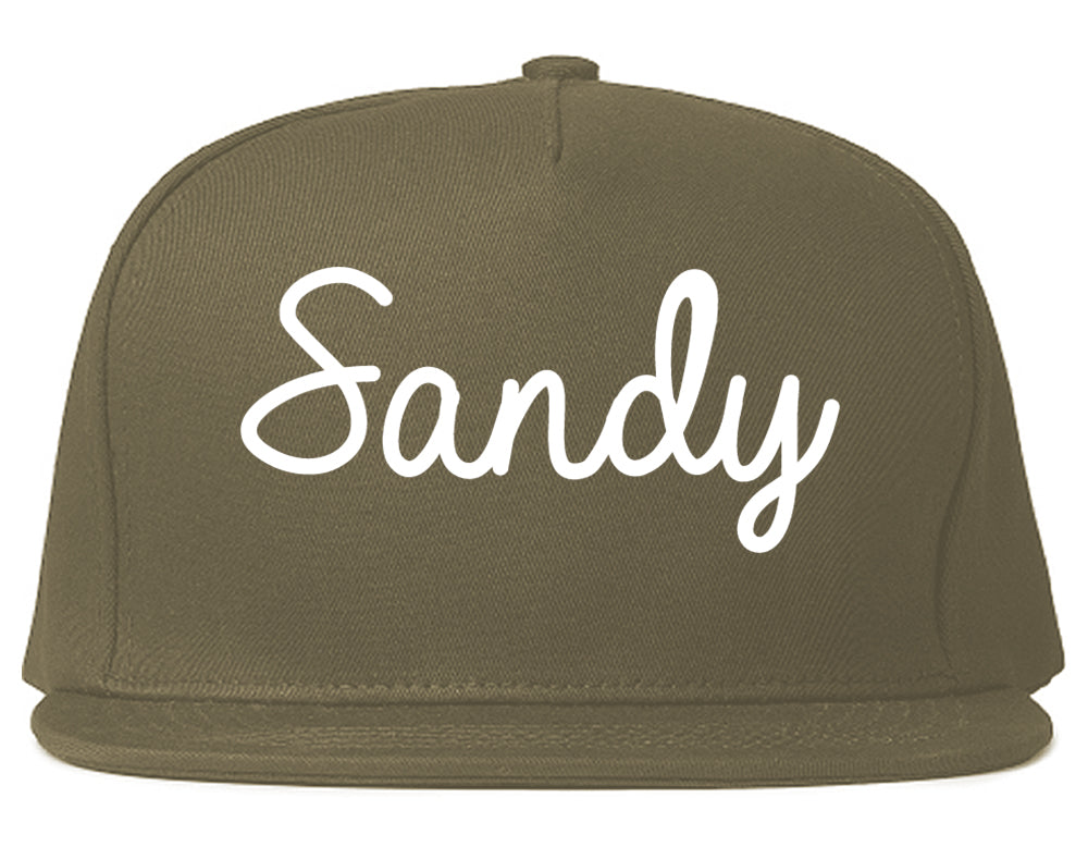 Sandy Utah UT Script Mens Snapback Hat Grey