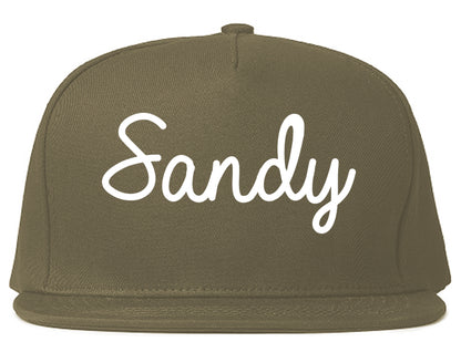 Sandy Utah UT Script Mens Snapback Hat Grey
