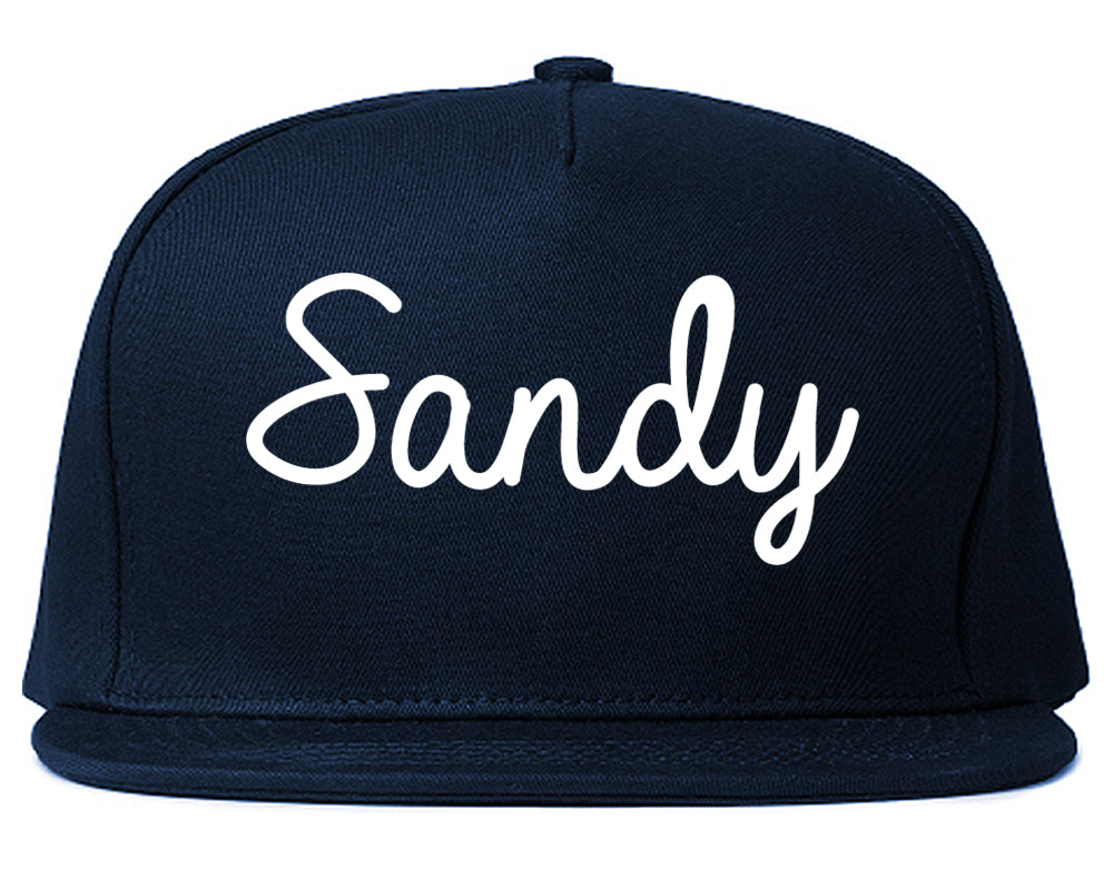 Sandy Utah UT Script Mens Snapback Hat Navy Blue