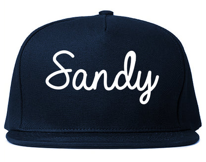 Sandy Utah UT Script Mens Snapback Hat Navy Blue