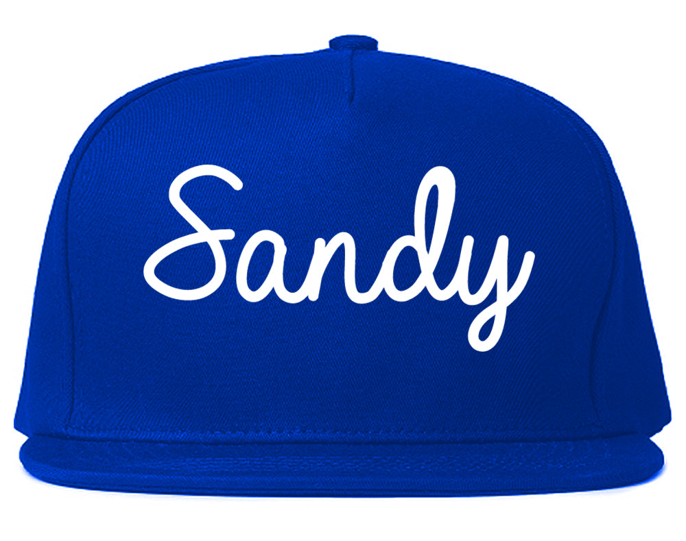 Sandy Utah UT Script Mens Snapback Hat Royal Blue