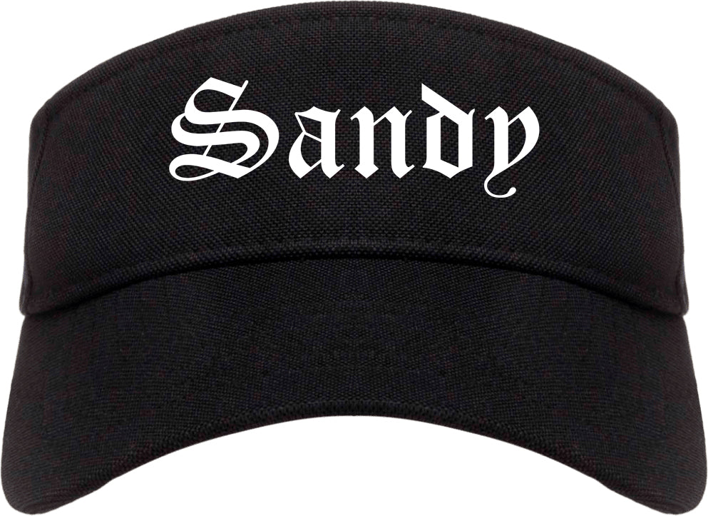 Sandy Utah UT Old English Mens Visor Cap Hat Black