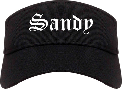 Sandy Utah UT Old English Mens Visor Cap Hat Black