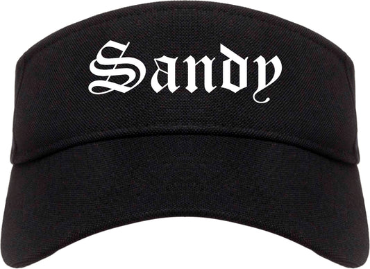 Sandy Utah UT Old English Mens Visor Cap Hat Black