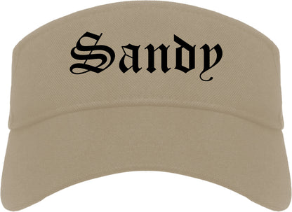 Sandy Utah UT Old English Mens Visor Cap Hat Khaki