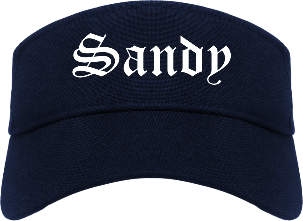 Sandy Utah UT Old English Mens Visor Cap Hat Navy Blue