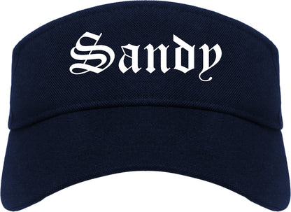 Sandy Utah UT Old English Mens Visor Cap Hat Navy Blue