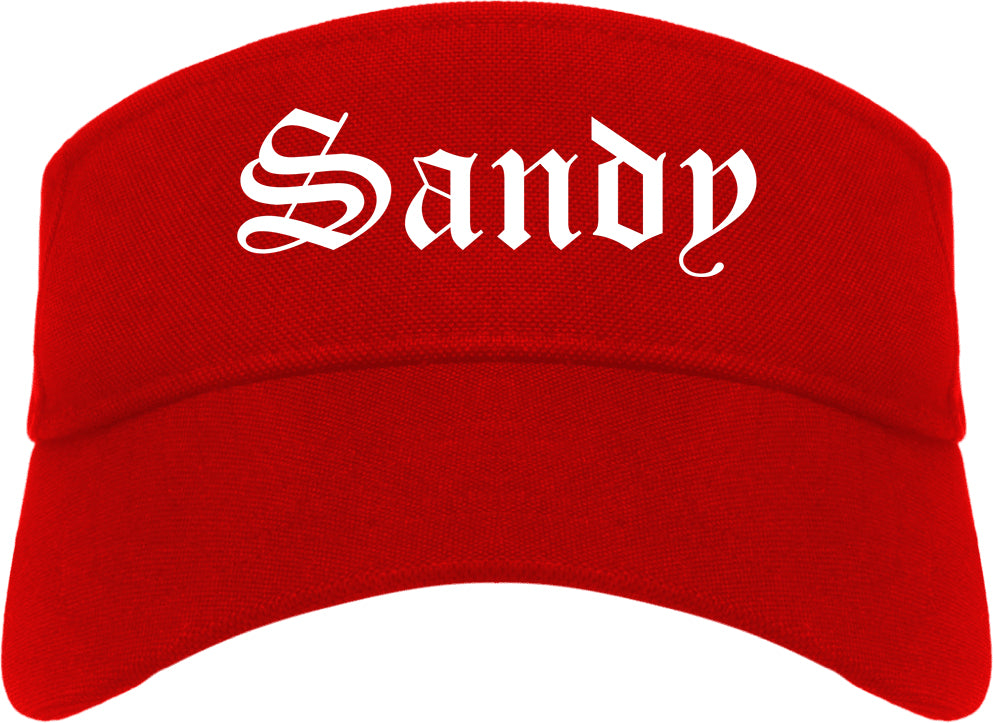 Sandy Utah UT Old English Mens Visor Cap Hat Red