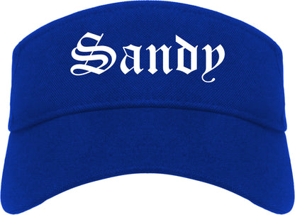 Sandy Utah UT Old English Mens Visor Cap Hat Royal Blue