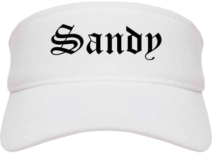 Sandy Utah UT Old English Mens Visor Cap Hat White