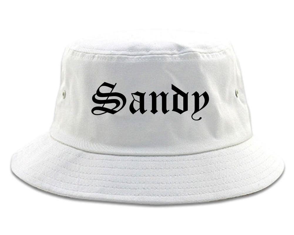 Sandy Utah UT Old English Mens Bucket Hat White