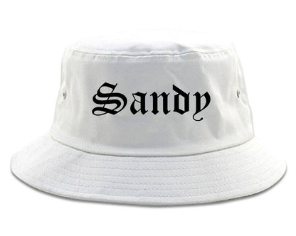 Sandy Utah UT Old English Mens Bucket Hat White