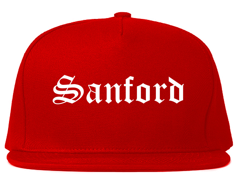Sanford Florida FL Old English Mens Snapback Hat Red