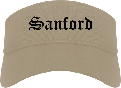 Sanford Florida FL Old English Mens Visor Cap Hat Khaki