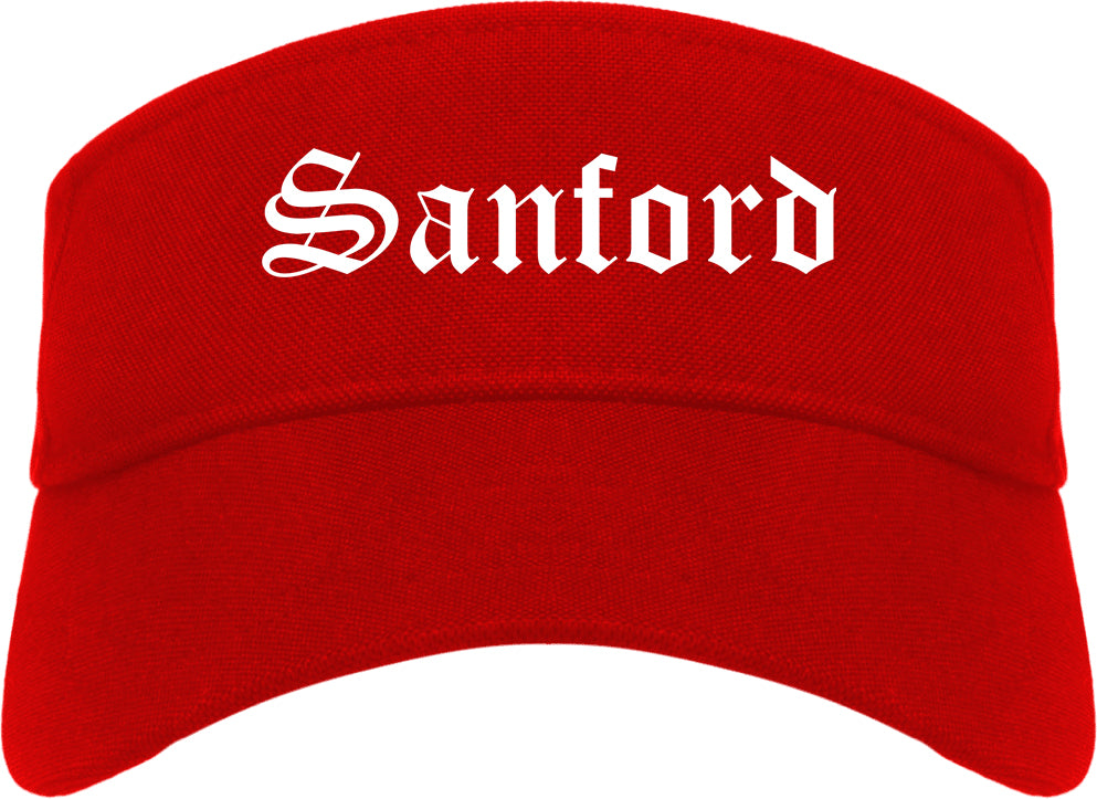 Sanford Florida FL Old English Mens Visor Cap Hat Red