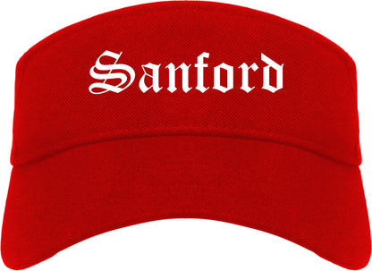 Sanford Florida FL Old English Mens Visor Cap Hat Red