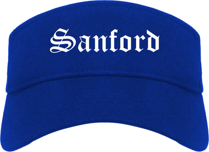 Sanford Florida FL Old English Mens Visor Cap Hat Royal Blue