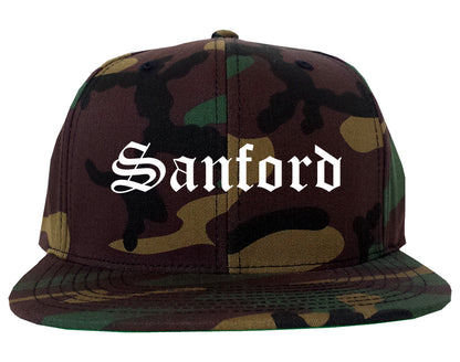 Sanford North Carolina NC Old English Mens Snapback Hat Army Camo
