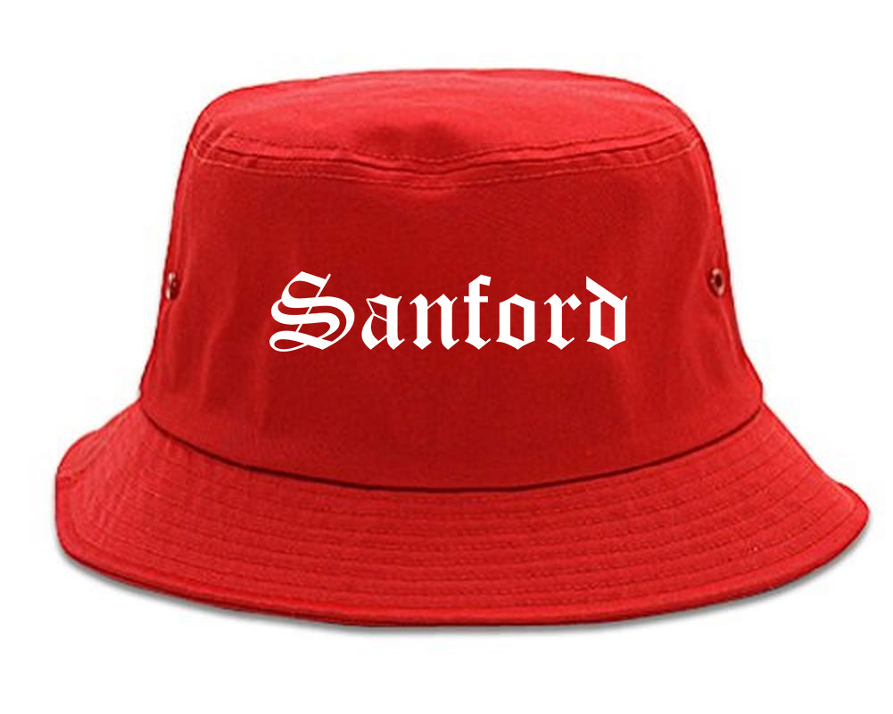 Sanford North Carolina NC Old English Mens Bucket Hat Red