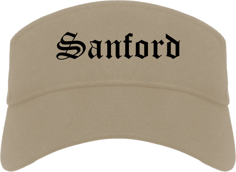 Sanford North Carolina NC Old English Mens Visor Cap Hat Khaki