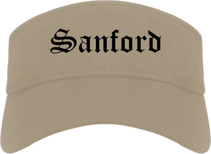 Sanford North Carolina NC Old English Mens Visor Cap Hat Khaki