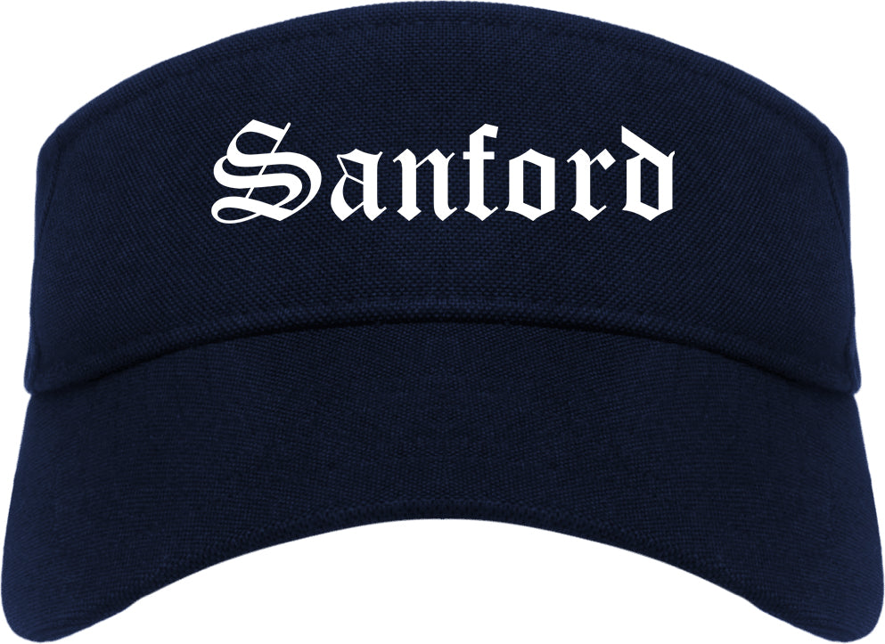 Sanford North Carolina NC Old English Mens Visor Cap Hat Navy Blue