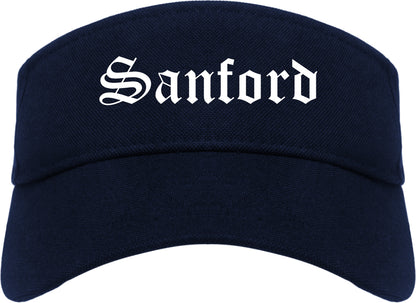 Sanford North Carolina NC Old English Mens Visor Cap Hat Navy Blue
