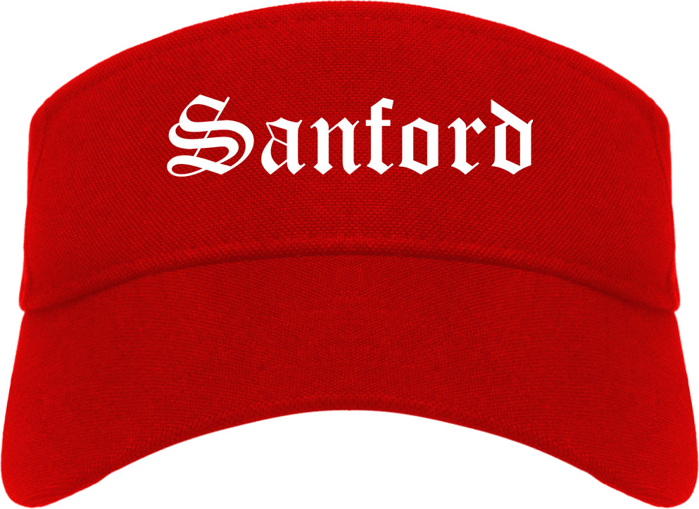Sanford North Carolina NC Old English Mens Visor Cap Hat Red