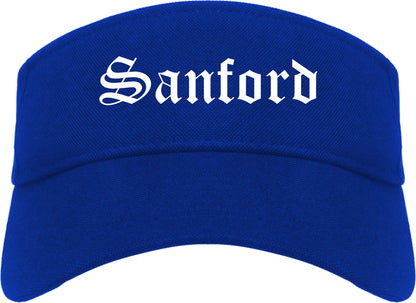 Sanford North Carolina NC Old English Mens Visor Cap Hat Royal Blue