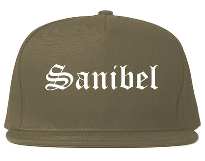 Sanibel Florida FL Old English Mens Snapback Hat Grey