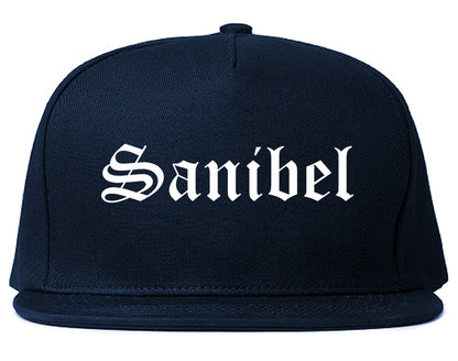 Sanibel Florida FL Old English Mens Snapback Hat Navy Blue